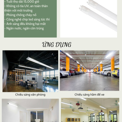 Bóng đèn Tuyp led T8 LEDGOES 0,6m 8W Ánh sáng trung tính
