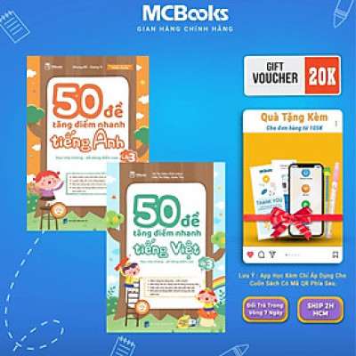 Sách - 50 Đề Tăng Điểm Nhanh Tiếng Anh, Tiếng Việt - Lớp 3 - MCBooks