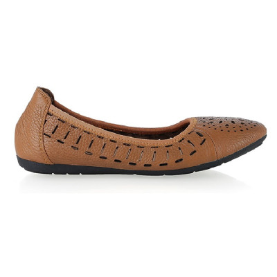 HT7950-51-52 - Giày nữ hoa văn Huy Hoàng da bò màu da, đen, nâu đất