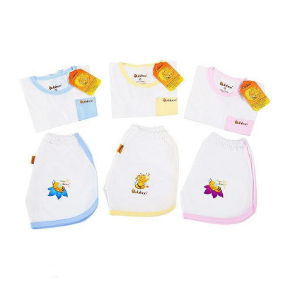 Bộ áo cổ tròn tay ngắn phối túi cute cho bé BABIBOO - BBC25