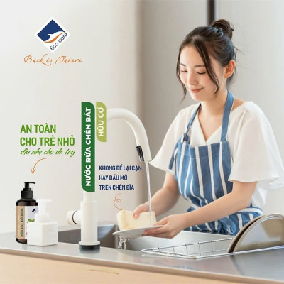 Nước rửa chén hữu cơ Bồ hòn Ecocare - Chai 500ml