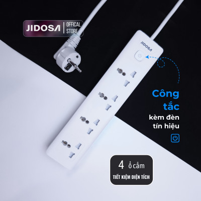 Ổ Cắm Điện Đa Năng Ổ Vuông Dẹt Chịu Tải JIDOSA Công Suất 2500W Sạc Nhanh PD20W TypeC USB Thông Minh