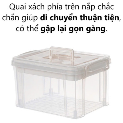 Thùng đựng đồ y tế trong nhựa VIỆT NHẬT - 2 tầng, khay phân loại thuốc, đồ dùng sửa chữa