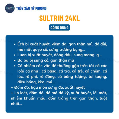 Ks mù lồi mắt vẹo đầu cổ gan thận mủ đốm đỏ Sultrim 24kl phù đầu sưng vòi xuất huyết sình bụng cho cá lươn ếch ốc baba