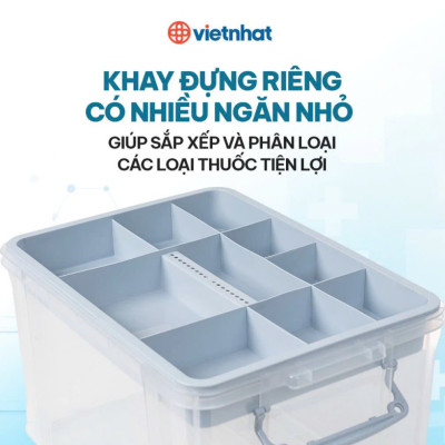 Thùng đựng đồ y tê trong gia đình , Thùng đựng đồ y tế phân loại thuốc nhiều ngăn lớn , Thùng đựng đồ y tế chất liệu nhựa PP nguyên sinh an toàn tuyệt đối - Hàng chính hãng 