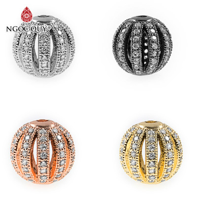 Charm hợp kim đính đá kẻ sọc dưa hấu - Ngọc Quý Gemstones