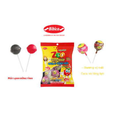  Kẹo mút Zoo Cola - Tăng lực Bibica túi 90g
