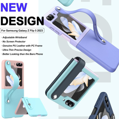 Ốp lưng đai đeo hand trap chống sốc cho Samsung Galaxy Z Flip 5 5G hiệu HOTCASE Wristband Stand Phone Case - chất liệu cao cấp, thiết kế thời trang sang trọng có đai đeo tay an toàn - Hàng nhập khẩu