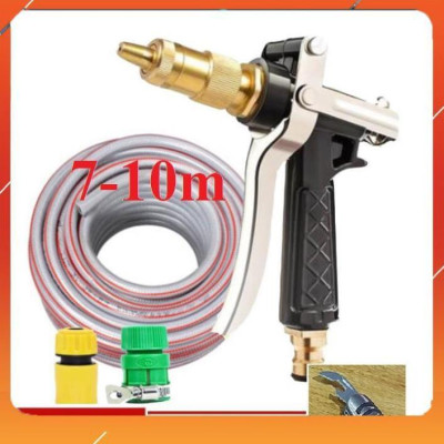 ️Evoucher Bộ dây vòi xịt nước rửa xe, tưới cây đa năng, tăng áp 3 lần, loại 7m, 10m 206236 đầu đồng, cút, +  mở chai