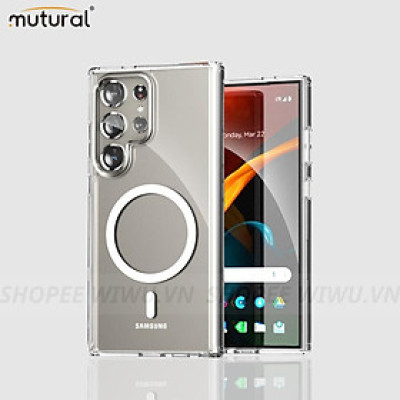 Ốp Lưng Trong Suốt cho Samsung Galaxu S25 Ultra hiệu Mutural Ice Trong Suốt Viền Chống Sốc Hỗ Trợ Sạc Không Dây Magnetic - Hàng chính hãng