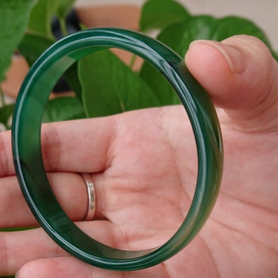 Vòng Tay Cẩm Thạch, Đá Chalcedony tự nhiên Miến Điện, đẹp long lanh