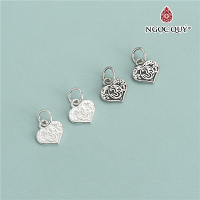 Charm bạc hình trái tim họa tiết hoa văn treo - Ngọc Quý Gemstones
