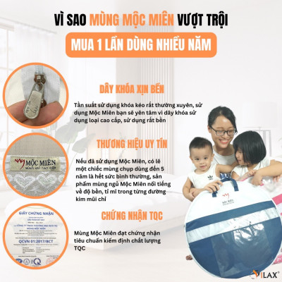 Màn Chụp , Mùng Chụp Cao Cấp Mộc Miên Đỉnh Vuông - Kích Thước 1,8mx2m ( Trắng Viền Hồng )