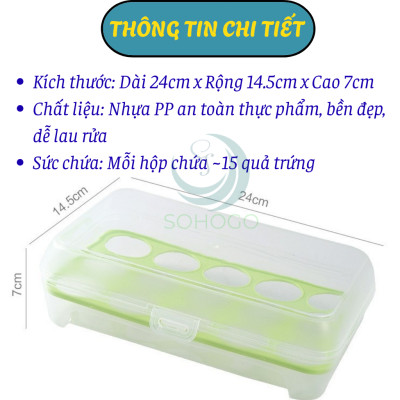 Hộp Đựng Trứng Có Nắp Đậy Tiện Lợi -Hộp Nhựa Bảo Quản Trứng 24cm x 14.5cm