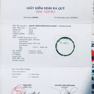 Vòng Tay Cẩm Thạch, Đá Chalcedony tự nhiên Miến Điện, đẹp long lanh