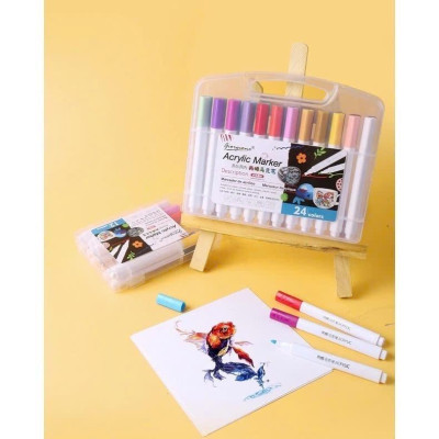Bộ 48 Bút Màu Acrylic Marker Cao Cấp Màu Sắc Tươi Sáng, Chống Thấm Nước, Vẽ Lên Được Nhiều Chất Liệu