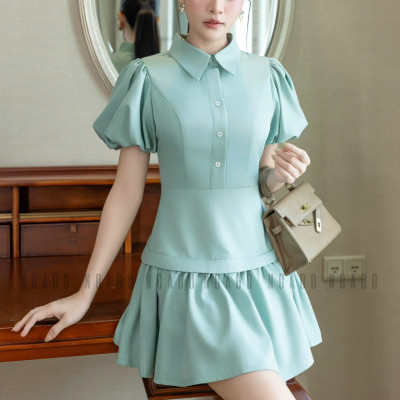 Đầm xanh mint tùng tầng NGADO , đầm kiểu Nữ , đầm công sở , dự tiệc