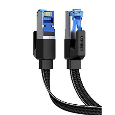 Ugreen 40168 dài 0.5m 40Gbps 2000mhz Cáp mạng Cat8 dây dẹt Nylon Braided Màu Đen NW190 Hàng chính hãng