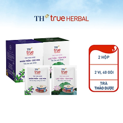 Bộ 2 hộp trà thảo dược TH true HERBAL Nhân trần – Cúc hoa & Trà Lạc tiên – Tâm sen (40 gói)