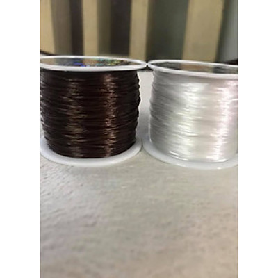 2 CUỘN THUN CO GIÃN XỎ VÒNG TAY BẰNG ĐÁ MÀU TRẮNG NÂU ĐEN 