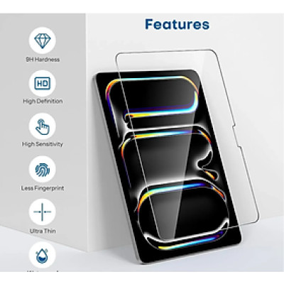 Miếng dán màn hình kính cường lực cho iPad Pro 13 inch M4 2024/ iPad Pro 11 inch M4 2024 (mỏng 0.2 mm, vát cạnh 2.5D, chống trầy, chống va đập - Hàng chính hãng