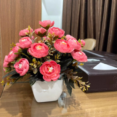 Bình hoa giả để bàn đồng giá - cao từ 15cm đến 18cm - Cây giả, hoa lụa Decor trang trí nhà cửa