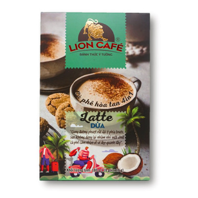 Cà phê Hòa tan 4in1 Latte Dừa Lion Cafe ( hộp 10 que )