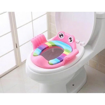 Miếng Lót Bồn Cầu Ngồi Cho Bé - Bệ Lót Thu Gọn Bồn Cầu Có Tay Vịn Cho Bé – Thuận Tiện Cho Bé Sử Dụng, Dễ Dàng, Màu  ngẫu nhiên Voi Bô