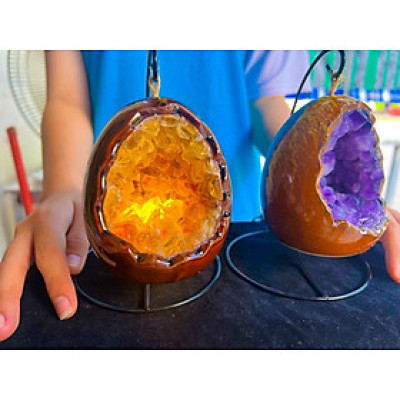 Đèn ngủ - Đèn để bàn - Đèn trang trí phòng ngủ đá thạch anh phong thủy