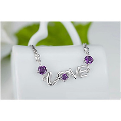 VÒNG TAY NỮ ĐÁ TÍM SIÊU XINH CHỮ LOVE LÃNG MẠNG