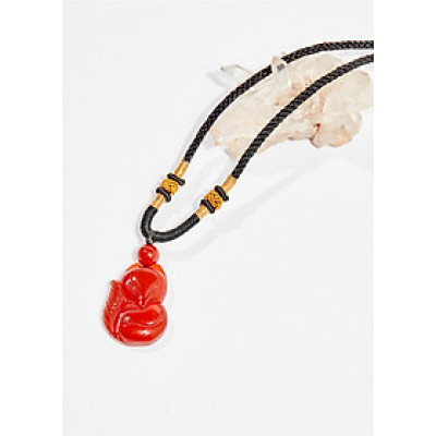 Dây chuyền phong thủy đá mã não đỏ hồ ly 3cm mệnh hỏa , thổ - Ngọc Quý Gemstones