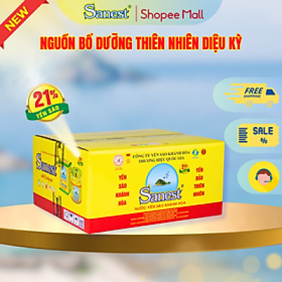  NEW [ Thùng 60 lọ] Nước Yến sào Khánh Hòa Sanest 21% - Đông Trùng Hạ Thảo