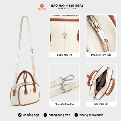 Túi Yuumy ( Thời trang nữ bo góc phối chỉ nổi size 23 - Túi đeo chéo da Glossy YN303 )