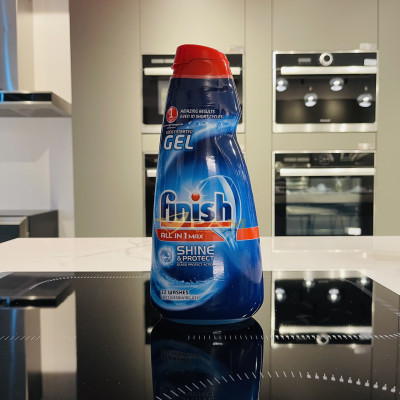 Combo Gel rửa bát Finish All in 1 Shine&Protect 650ml + Muối Finish 4kg + Nước làm bóng Finish 750ml