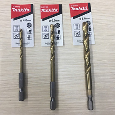 3 Mũi khoan kim loại HSS-TIN 4, 6, 8mm Makita