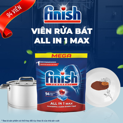 Túi 94 viên rửa chén Finish All In1 Max Dishwasher Tablets PTT09438