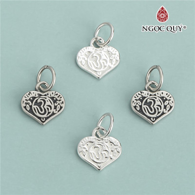 Charm bạc hình trái tim họa tiết hoa văn treo - Ngọc Quý Gemstones