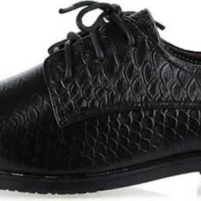 Giày tây nam Huy Hoàng da bò vân da trăn cột dây màu đen HT7798