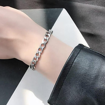 Lắc tay nam nữ cao cấp đẹp sang trọng titan kiểu lặc đơn trangsucpt kích cỡ 9mm màu trắng PTLTNA76 3T