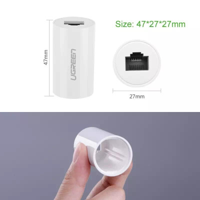 Ugreen UG20391NW116TK Màu Trắng Đầu nối dài dây mạng nhựa PVC cao cấp - HÀNG CHÍNH HÃNG