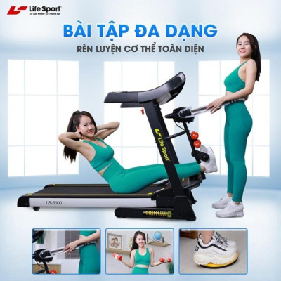 Máy Chạy Bộ Lifesport LS-3000, Máy Chạy Bộ Với 12 Chương Trình Luyện Tập Đa Dạng, Tay Cầm Đa Năng, Động Cơ Mạnh Mẽ