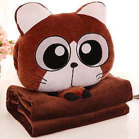 Bộ chăn gối ngủ văn phòng hình  mèo chibi 3 in 1, mẫu ngẫu nhiên-  hàng chính hãng