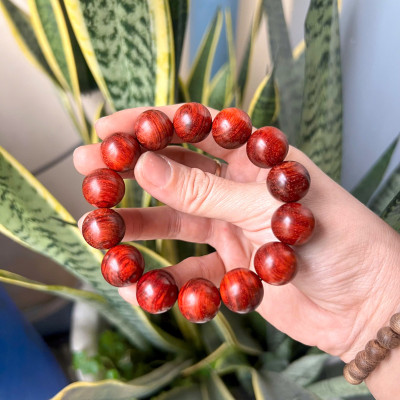 Vòng Gỗ Tử Đàn Ấn 16li - Vòng đeo tay Cao Cấp Tiểu Diệp Lá Nhỏ Kim Sa Nhiều Sao Phong Thủy