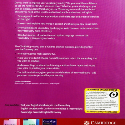 English Vocabulary in Use: Elementary Book with Answers Reprint Edition: Vocabulary Reference and Practice (CD-ROM)