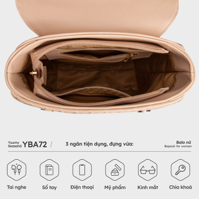 Balo Yuumy ( Thời trang nữ tiện lợi cỡ trung - Balo da Seasand YBA72 )
