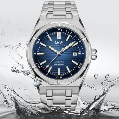 Đồng hồ nam chính hãng IW CARNIVAL IW711G-1 Kính sapphire ,chống xước ,Chống nước 50m ,Bảo hành 24 tháng,Máy cơ (Automatic),dây kim loại thép không gỉ 316L, mặt xanh thiết kế đơn giản dễ đeo