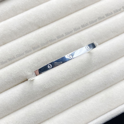 Lắc Tay Nữ Bạc Ta Nguyên Chất S99 Tròn Trơn Sang Trọng BẠC HIỂU MINH LTU631