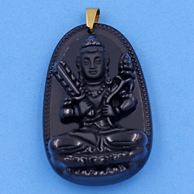 Mặt Phật - Hư Không Tạng Bồ Tát - thạch anh đen 6cm MTES6 - tuổi Sửu, Dần