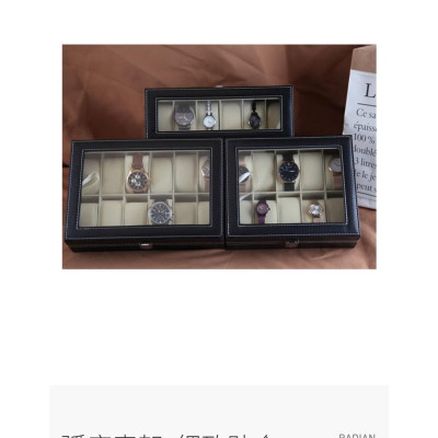 Hộp Đựng Đồng Hồ- Kính Mắt- Trang Sức VI-ARICK Vỏ DaPU Cao Cấp Trong Bọc Nỉ Sang Trọng - Mặt Trên Kính Trong Suốt