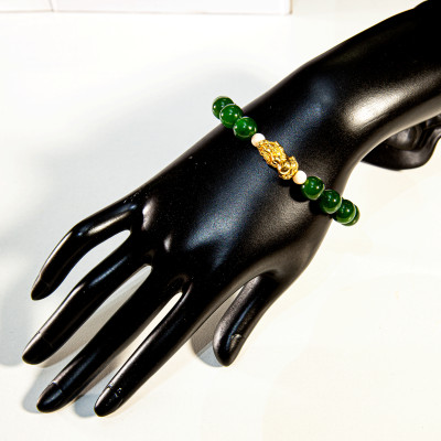 Vòng Tay Phong Thủy Ngọc Bích Canada (Phât Ngọc) VIP 7A Thiên Nhiên Mix Tỳ Hưu Cho Mạng Mộc - Hỏa